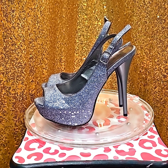 A Cupid Silver Sparkly Glitter High Heels size 6 - Picture 3 of 10